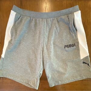 Puma Men's Athletic Gray and White Shorts